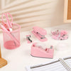 Pink Office Desk Accessories, Pink Office Supplies, Stapler, Tape Dispenser, Sci