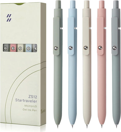 Gel Pens, 5Pcs 0.5Mm Quick Dry Black Ink Fine Point Smooth Writing Pens High-End