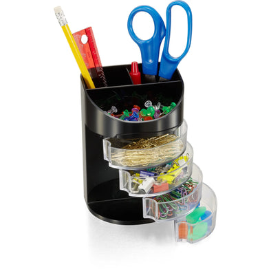 Supply Organizer, 7 Compartments, Black/Clear