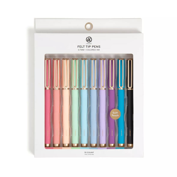 U Brands 10Ct Soft Touch Catalina Colored Ink Felt Tip Pens Brights
