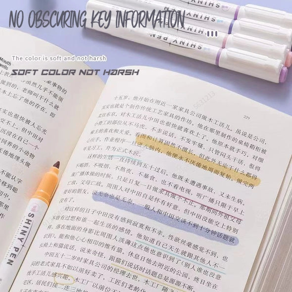 4 Colors/Box Kawaii Glitter Highlighter Pen Pastel Fine Pastel Highlighter Marker Scrapbook Painted Stationery School Supplies