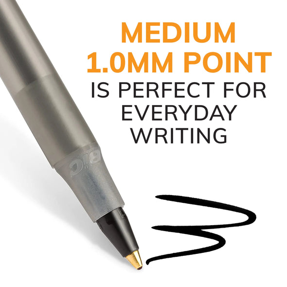 round Stic Xtra Life Ballpoint Pen, Medium Point, 1.0 Mm, Black Ink, 60 Count
