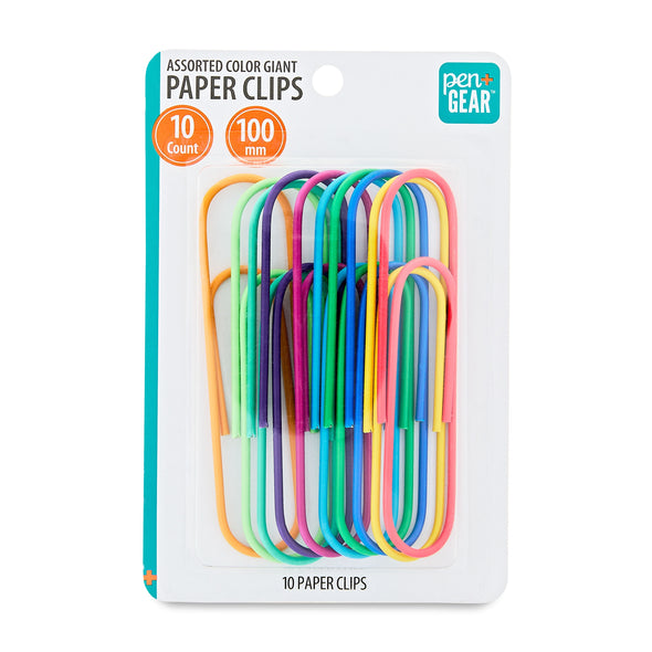 (20 Pack)  Assorted Color Giant Paper Clips, 10 Count