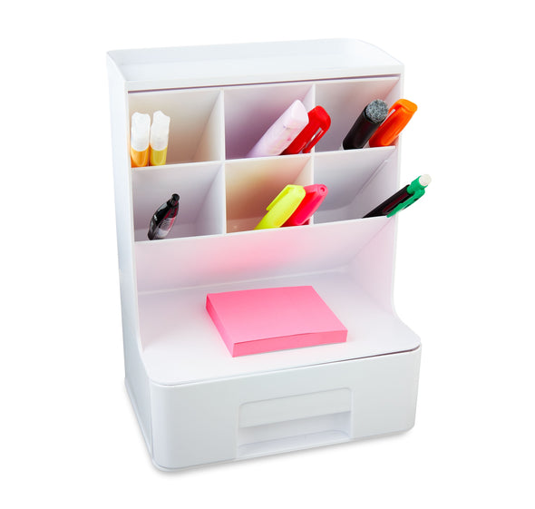 (4 Pack) Pen Gear White Tall Organizer Plastic Desktop Organizer