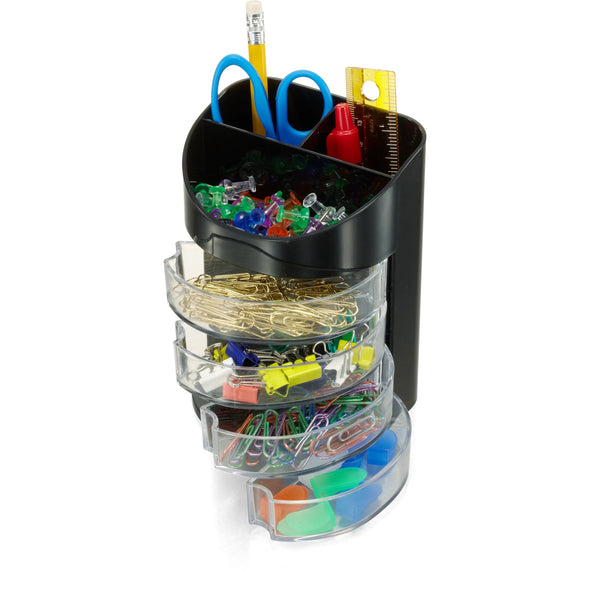 Supply Organizer, 7 Compartments, Black/Clear