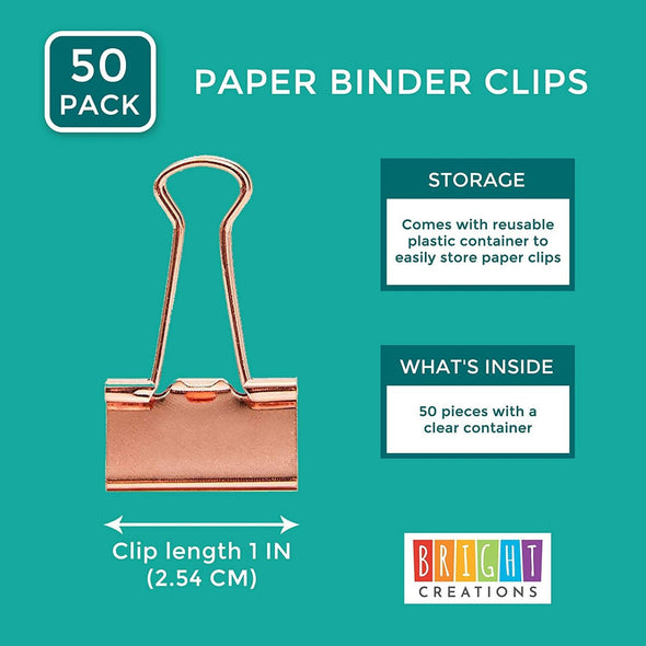 50 Pack Binder Clips Paper Clamps for File Office School Supplies (Medium, 1 In)