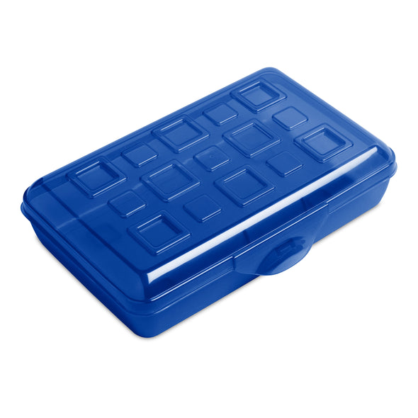 (2 Pack)  Small Pencil Box Plastic, Cobalt Tint