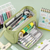 High Capacity Pencil Pen Case, Durable Pencil Bag Pouch Box Organizer Cases with Easy Grip Handle & Loop, Asthetic Supply for Girls Adults,Green