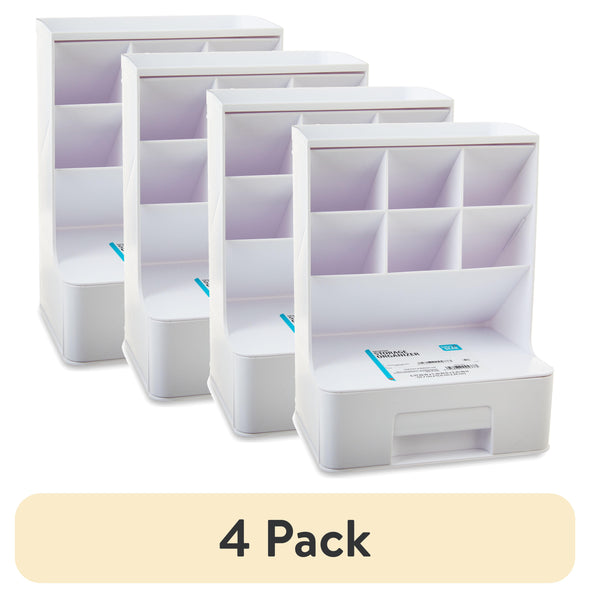 (4 Pack) Pen Gear White Tall Organizer Plastic Desktop Organizer