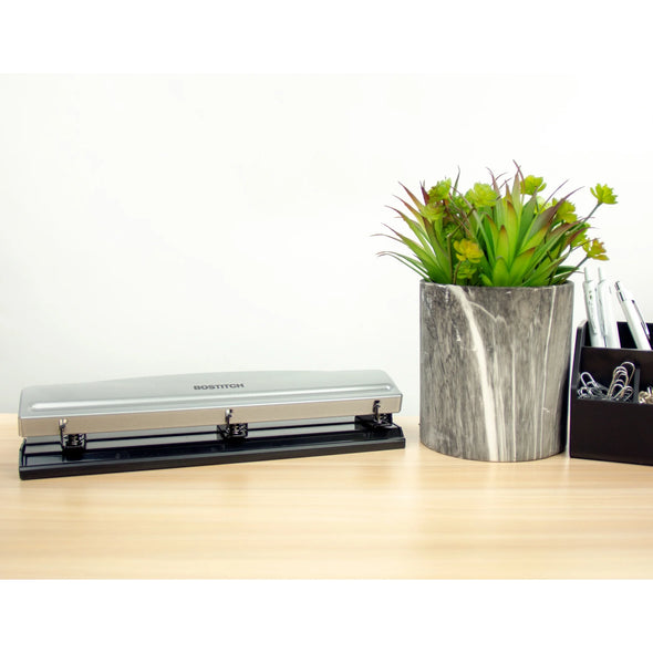 Office 3 Hole Punch, 12 Sheet Capacity, Silver