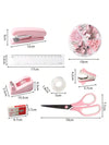 Pink Stationery Set Pink Desk Accessories Stapler and Tape Dispenser Set with Transparent Ruler Stapler, Pink Scissors Tape Dispenser Pink Staple Remover Staples Clips School Supplies Office Supplies Back to School