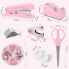 Pink Office Desk Accessories, Pink Office Supplies, Stapler, Tape Dispenser, Sci