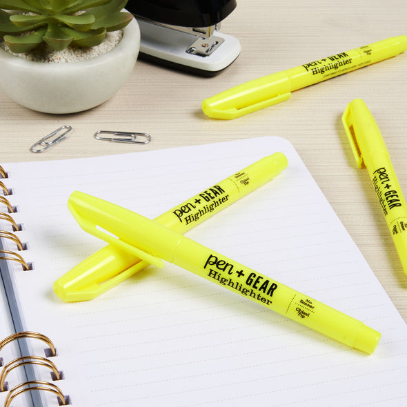 Pocket Highlighters, Chisel Tip, Yellow, 4 Count
