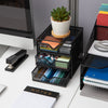 Mesh Mini 3 Tier Drawer Organizer, Desk Supplies Office Supplies Organizer, 3 Drawers, 1 Top Shelf, Black
