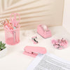 Pink Office Desk Accessories, Pink Office Supplies, Stapler, Tape Dispenser, Sci