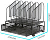 Desk Organizers and Accessories Storage with 5 Vertical File Folder Holders, Paper Tray, Drawer for Office, Home, Dorm, Workspace to Collect Office Supplies (Black)