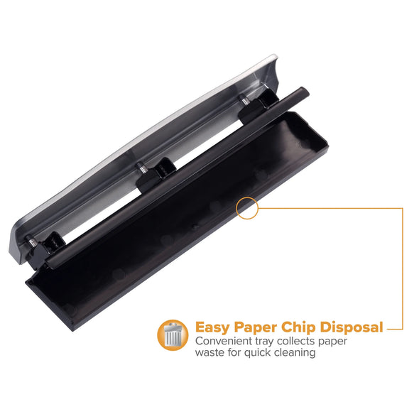 Office 3 Hole Punch, 12 Sheet Capacity, Silver