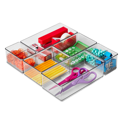 Office Drawer Edit Organizer, 6 Pieces, Clear