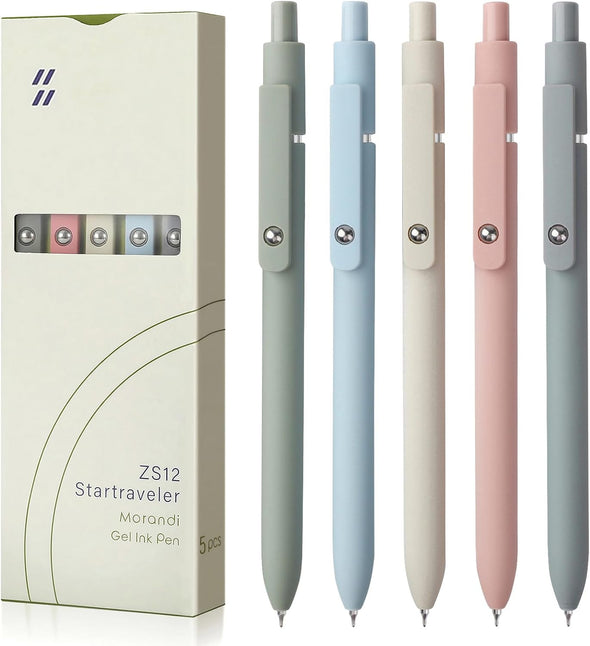 Gel Pens, 5Pcs 0.5Mm Quick Dry Black Ink Fine Point Smooth Writing Pens High-End