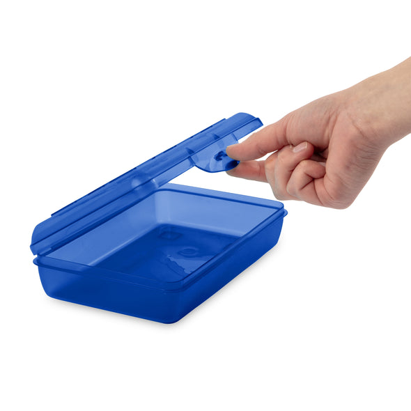 (2 Pack)  Small Pencil Box Plastic, Cobalt Tint