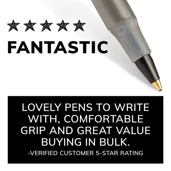 round Stic Xtra Life Ballpoint Pen, Medium Point, 1.0 Mm, Black Ink, 60 Count
