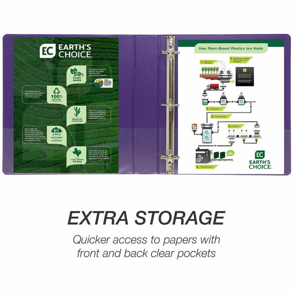 Earth'S Choice Plant-Based Durable 1.5 Inch 3 Ring View Binders - Assorted, Assorted, 4 / Pack (Quantity)