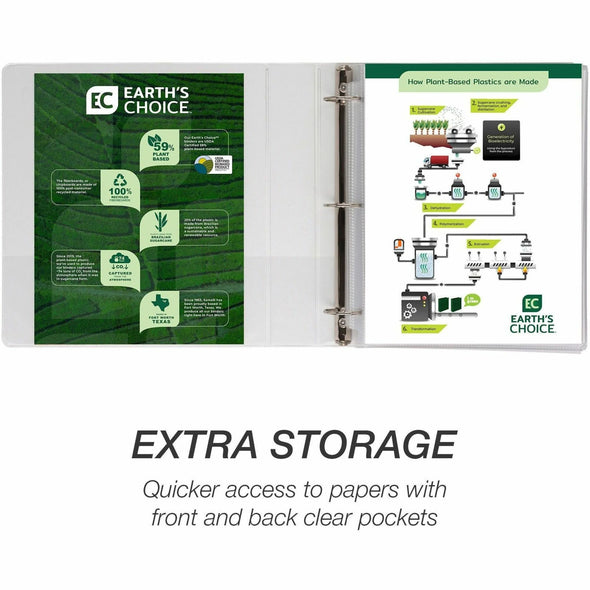 Earth'S Choice Plant-Based Durable 1.5 Inch 3 Ring View Binders - Assorted, Assorted, 4 / Pack (Quantity)