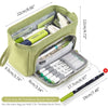High Capacity Pencil Pen Case, Durable Pencil Bag Pouch Box Organizer Cases with Easy Grip Handle & Loop, Asthetic Supply for Girls Adults,Green