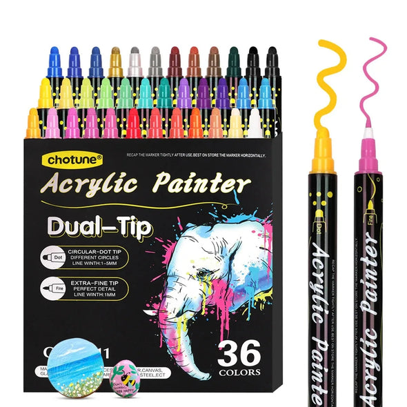 12/24/36 Color Double-Ended Gouache Acrylic Marker Waterproof Pigment DIY Graffiti Marker Office and School Supplies