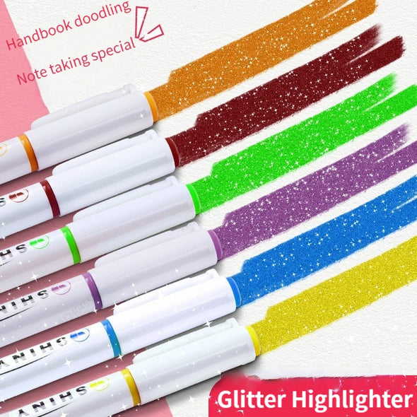 4 Colors/Box Kawaii Glitter Highlighter Pen Pastel Fine Pastel Highlighter Marker Scrapbook Painted Stationery School Supplies