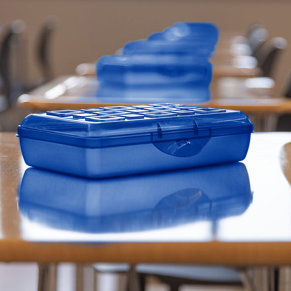 (2 Pack)  Small Pencil Box Plastic, Cobalt Tint